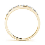 18K Yellow Gold Round Diamond Channel Set Curved Wedding Band