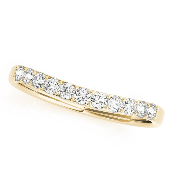 18K Yellow Gold Round Diamond Channel Set Curved Wedding Band