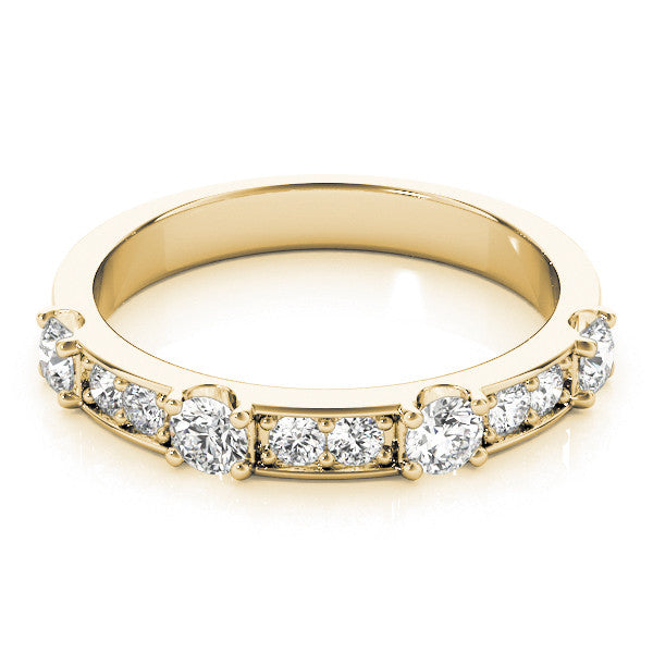 Yellow gold Round Diamond Channel Set Eternity Band with Prong Setting 1