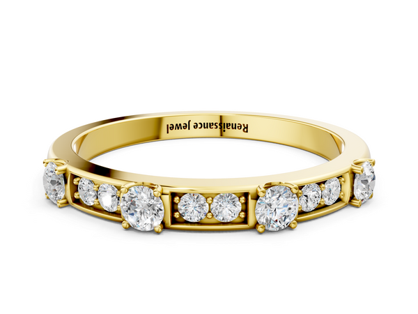 Yellow gold Round Diamond Channel Set Eternity Band with Prong Setting
