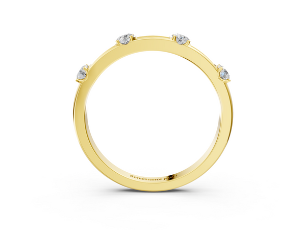 Yellow gold Round Diamond Channel Set Eternity Band with Prong Setting