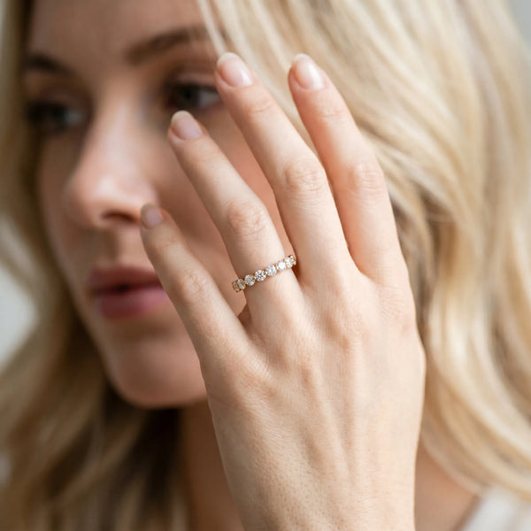 Yellow gold Round Diamond Channel Set Eternity Band