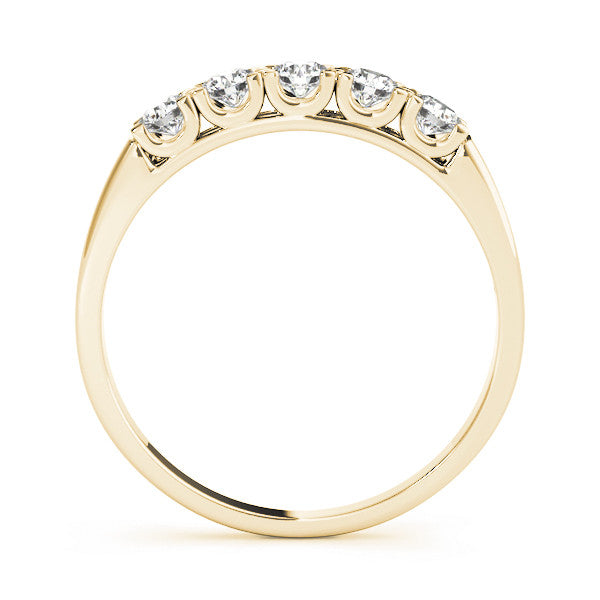 Yellow gold Round Diamond Channel Set Half Eternity Band with Shared Prong Setting 1