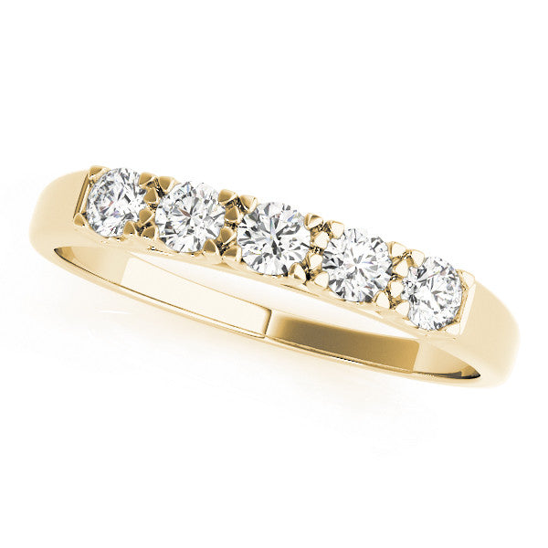 Yellow gold Round Diamond Channel Set Half Eternity Band with Shared Prong Setting