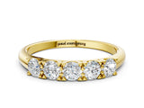 Yellow gold Round Diamond Channel Set Half Eternity Band with Shared Prong Setting_4