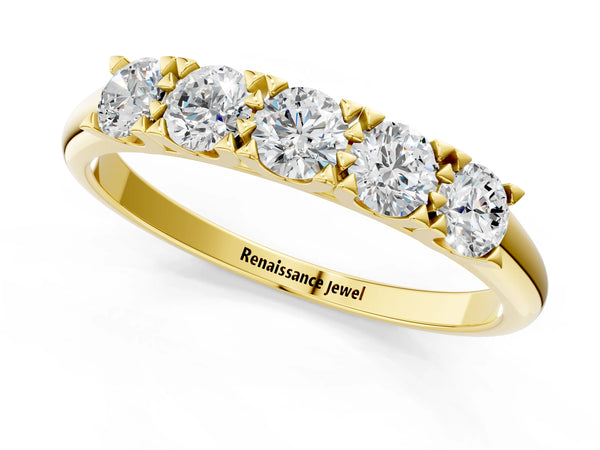 Yellow gold Round Diamond Channel Set Half Eternity Band with Shared Prong Setting