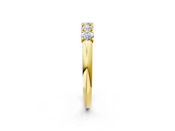 Yellow gold Round Diamond Channel Set Half Eternity Band with Shared Prong Setting