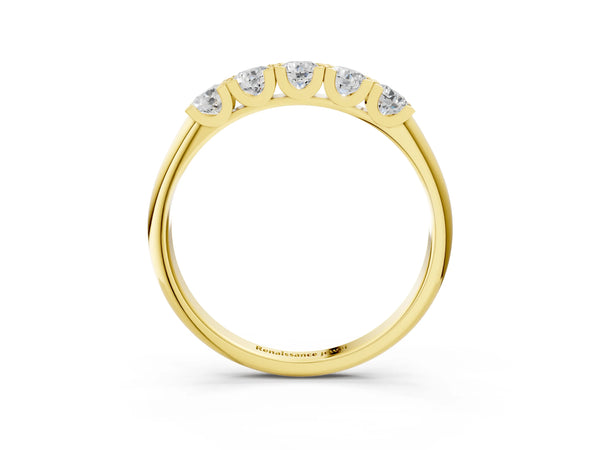 Yellow gold Round Diamond Channel Set Half Eternity Band with Shared Prong Setting