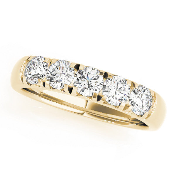 Yellow gold Round Diamond Channel Set Half Eternity Band