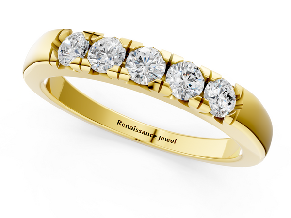Yellow gold Round Diamond Channel Set Half Eternity Band