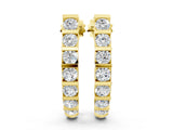 Yellow gold Round Diamond Channel-Set Hoop Earrings with Bar Prong Setting_23