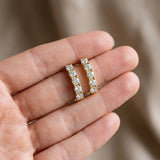 Yellow gold Round Diamond Channel Set Hoop Earrings with Four-Prong Setting_15