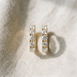 Yellow gold Round Diamond Channel Set Hoop Earrings with Four-Prong Setting_16