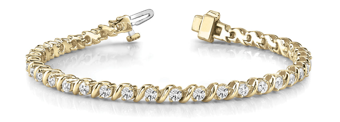 Yellow gold Round Diamond Channel Set Tennis Bracelet with U-Prong Setting