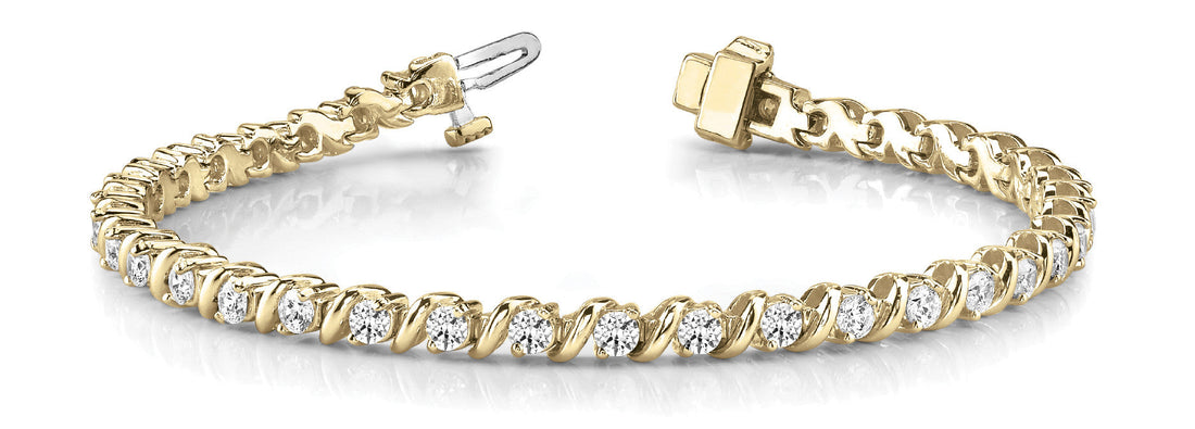 14K Yellow Gold Round Diamond Channel Set Tennis Bracelet with U-Prong Setting