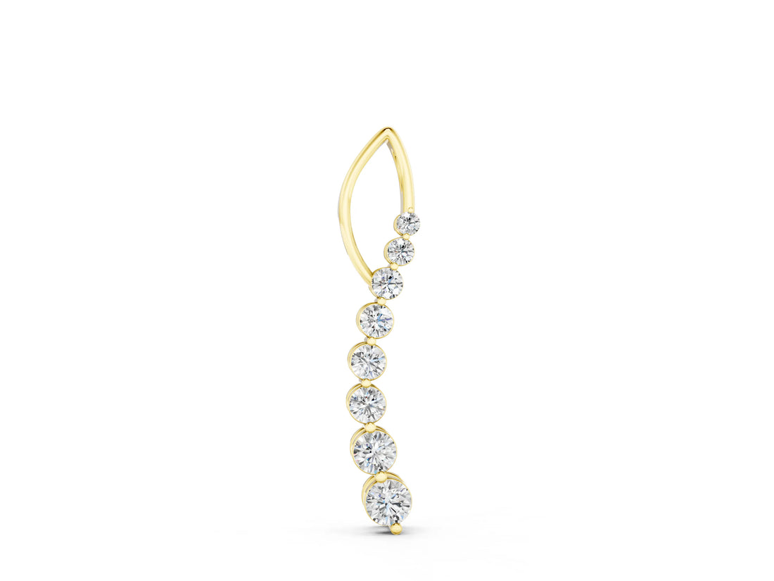 Yellow gold Round Diamond Channel Set Vertical Bar Pendant_4