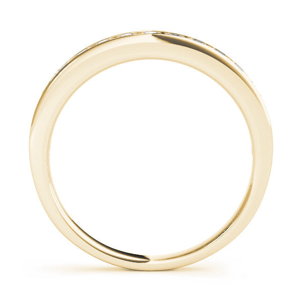 Yellow gold Round Diamond Channel Set White Gold Band