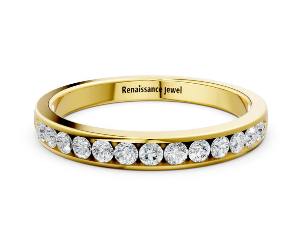 Yellow gold Round Diamond Channel Set White Gold Band