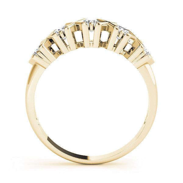 Yellow gold Round Diamond Channel Set X-Prong Band 1