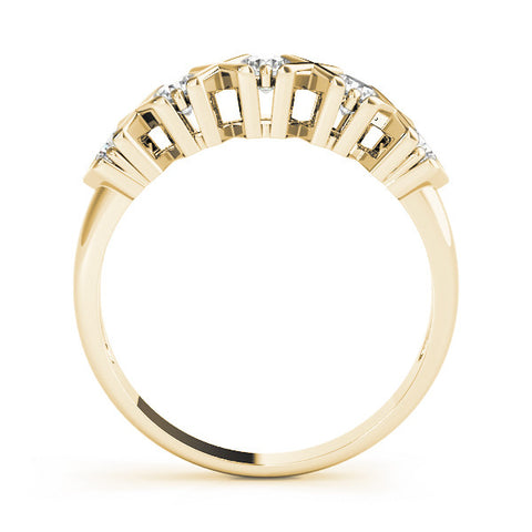 Yellow gold Round Diamond Channel Set X-Prong Band 1