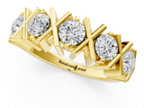 Yellow gold Round Diamond Channel Set X-Prong Band_5