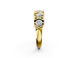 Yellow gold Round Diamond Channel Set X-Prong Band_6