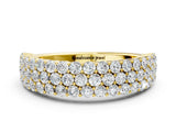 Yellow gold Round Diamond Checkerboard Pavé Promise Ring with Round Diamond Accents