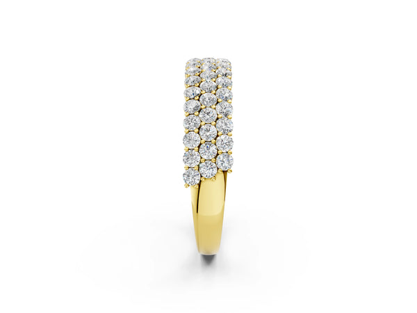 Yellow gold Round Diamond Checkerboard Pavé Promise Ring with Round Diamond Accents