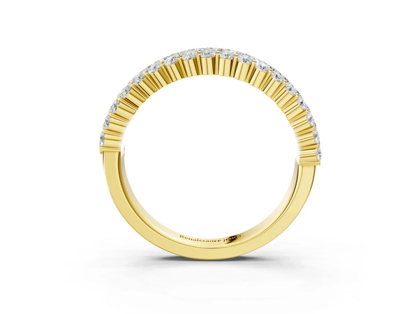 Yellow gold Round Diamond Checkerboard Pavé Promise Ring with Round Diamond Accents
