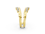 Yellow gold Round Diamond Chevron Contour Band with Prong Setting_23