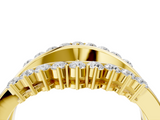 Yellow gold Round Diamond Chevron Contour Band with Prong Setting_25