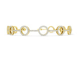 Yellow gold Round Diamond Circle Link Tennis Bracelet with Pavé Setting_2