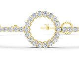 Yellow gold Round Diamond Circle Link Tennis Bracelet with Pavé Setting_3
