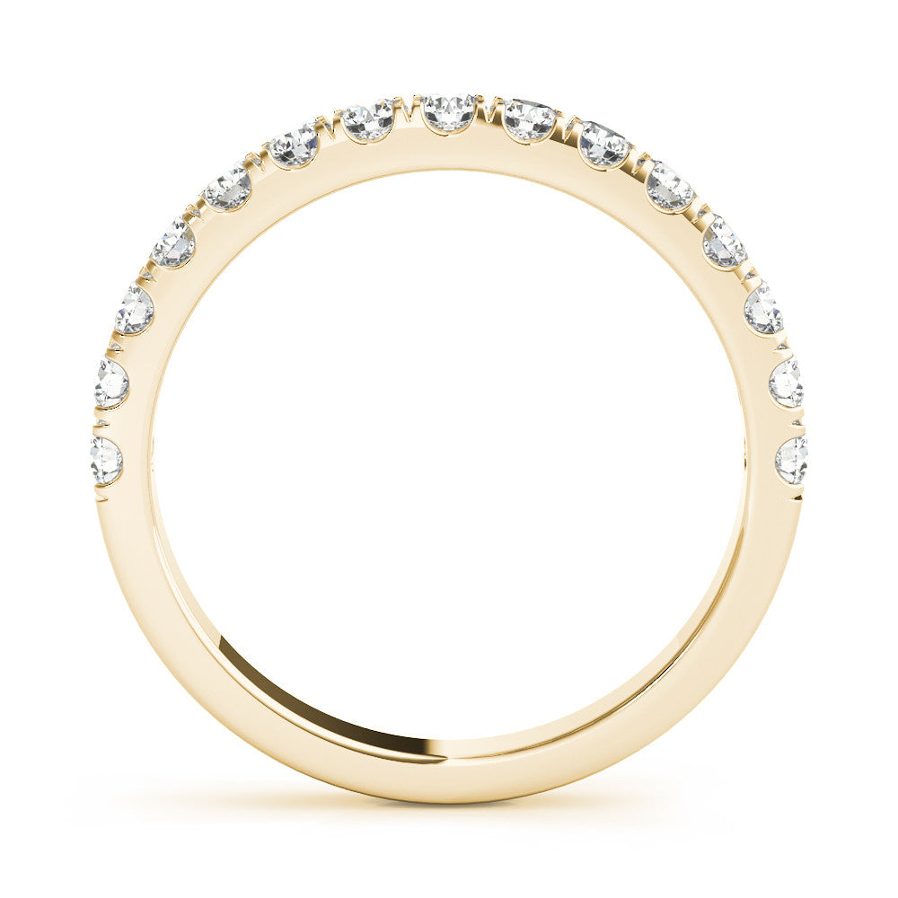 Yellow gold Round Diamond Classic Half Eternity Band with Shared Prong Setting 1