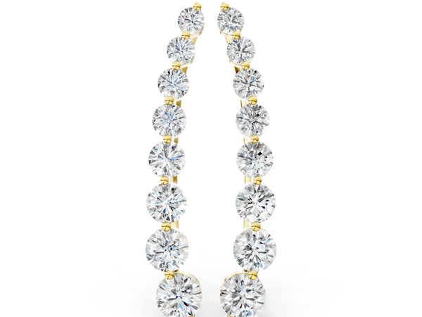 Yellow gold Round Diamond Climber Earrings with Prong Setting on Curved Band