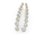 Yellow gold Round Diamond Climber Earrings with Prong Setting on Curved Band_19