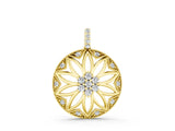 Yellow gold Round Diamond Cluster Flower Pendant_4