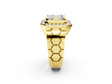 Yellow gold Round Diamond Cluster Halo Mens Ring_2