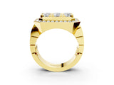 Yellow gold Round Diamond Cluster Halo Mens Ring_3