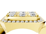 Yellow gold Round Diamond Cluster Halo Mens Ring_4