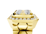 Yellow gold Round Diamond Cluster Halo Mens Ring_5
