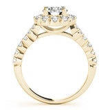 Yellow gold Round Diamond Cluster Halo Ring with Pavé Band 2