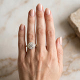 Yellow gold Round Diamond Cluster Halo Ring with Pavé Band_6