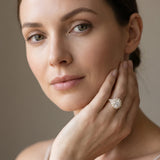 Yellow gold Round Diamond Cluster Halo Ring with Pavé Band_7