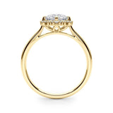 Yellow gold Round Diamond Cluster Halo Ring with Plain Band and Four-Prong Setting 2