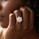 Yellow gold Round Diamond Cluster Halo Ring with Solitaire Band and Four-Prong Setting_14