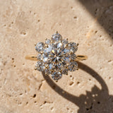 Yellow gold Round Diamond Cluster Halo Ring with Solitaire Band and Four-Prong Setting_15
