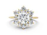 Yellow gold Round Diamond Cluster Halo Ring with Solitaire Band and Four-Prong Setting_23