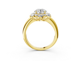 Yellow gold Round Diamond Cluster Halo Ring with Solitaire Band and Four-Prong Setting_26