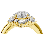 Yellow gold Round Diamond Cluster Halo Ring with Solitaire Band and Four-Prong Setting_27